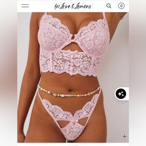 For Love And Lemons Blush Lace Bra Set